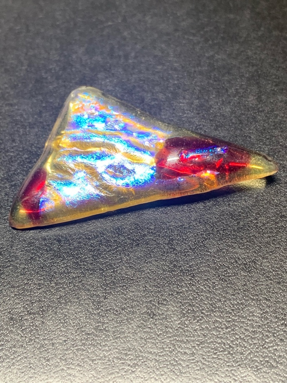 Iridescent Triangle Dichroic Glass Brooch